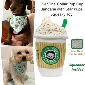 Over-The-Collar PupCup Dog Bandana With StarPups Squeaky Toy